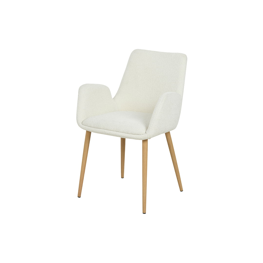 EDEN White Boucle Chair With Arms